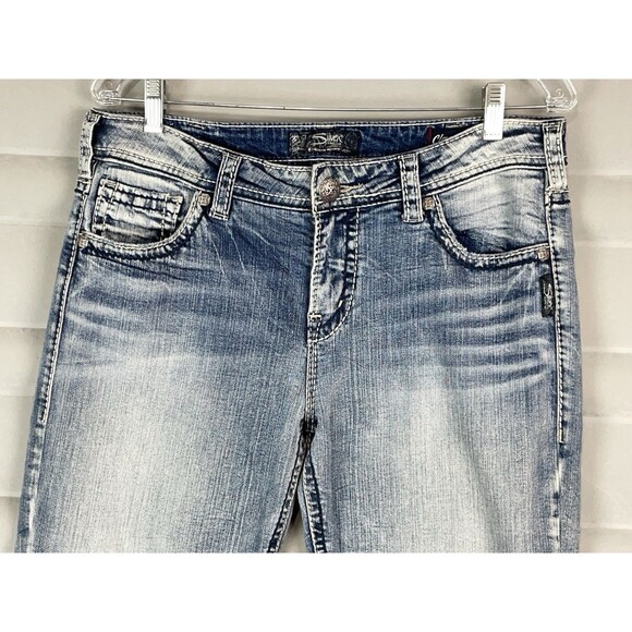 Silver Women 32 Jeans Suki High Baby Boot Stretch Denim Medium Wash Y2K Western - Picture 4 of 11